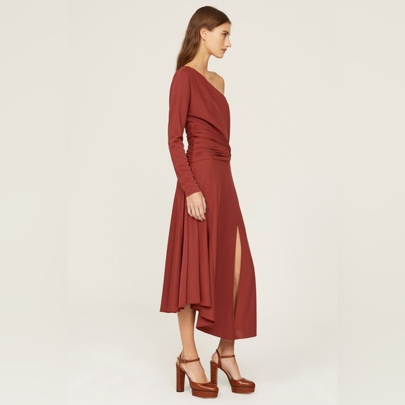 Tanya Taylor Women’s one-shoulder rust‎ dress, size 8, EGUC - Picture 2 of 7